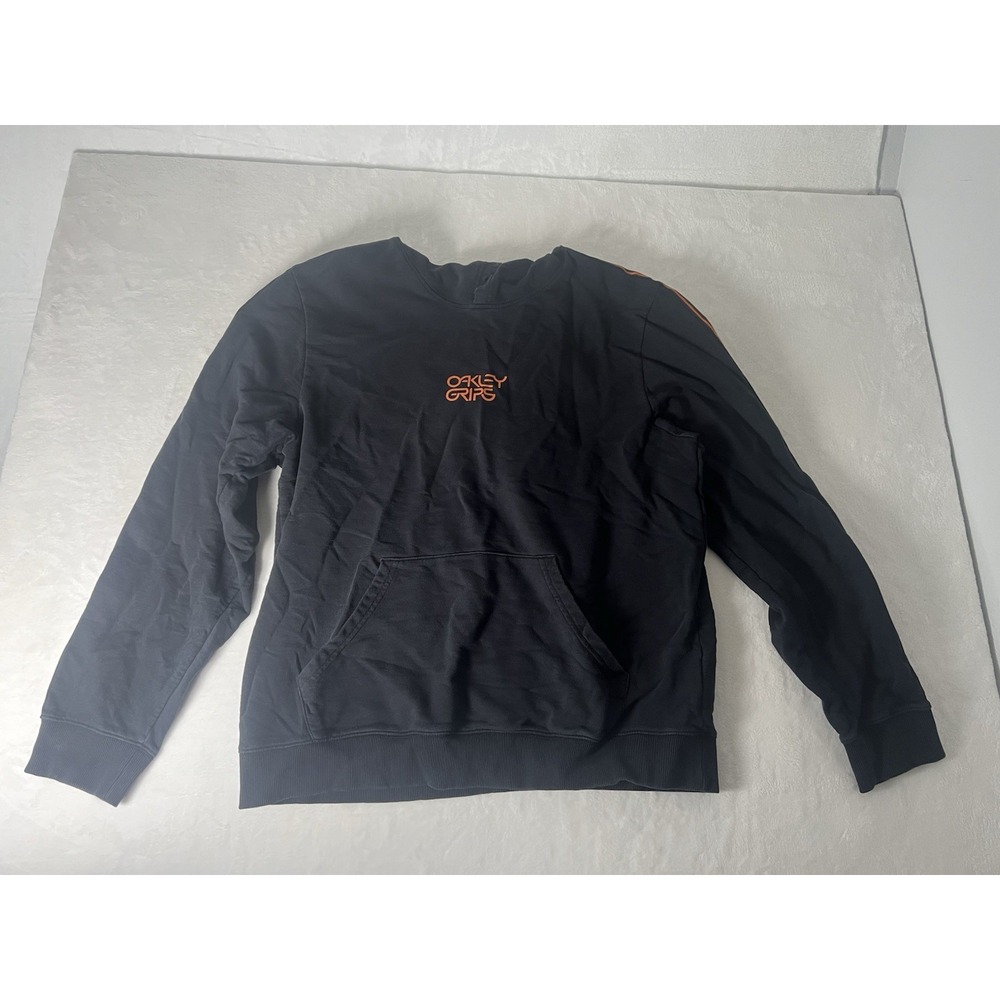 Oakley Grips Mens Orange Black Pullover Hoodie Custom Fit Striped Size XXL